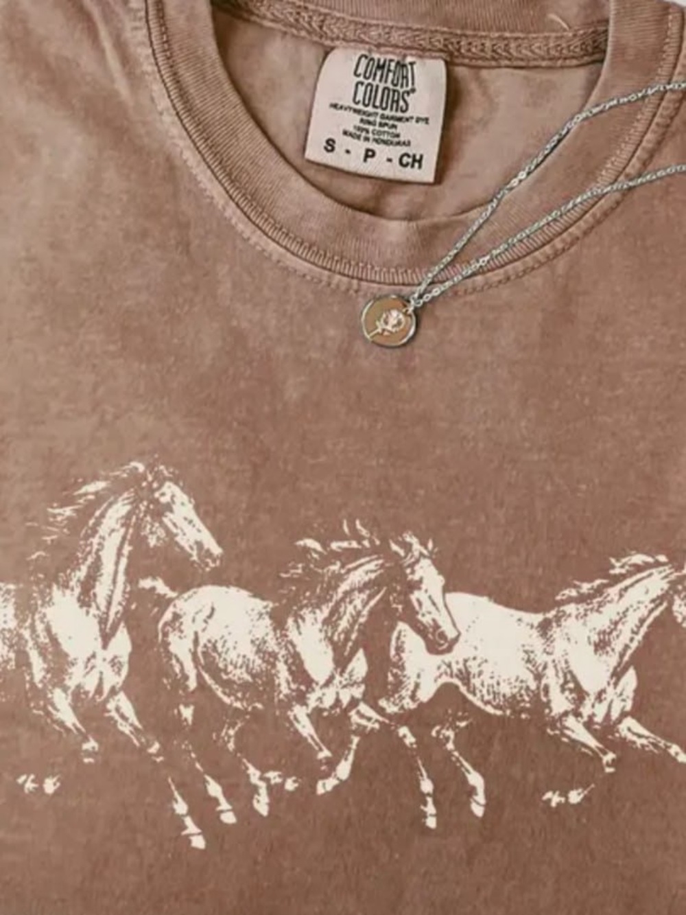 Comfort Colors Espresso Tee with Cream Horse Graphic - Picture 2 of 4